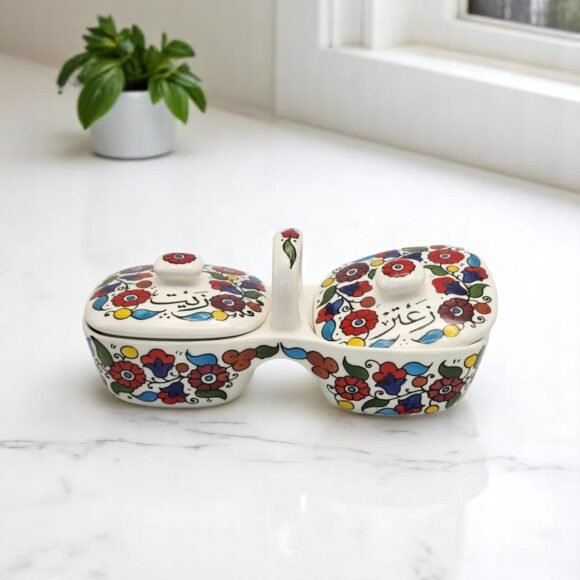 Olive Oil and Zaatar Plates Set Flowers 55 580x580